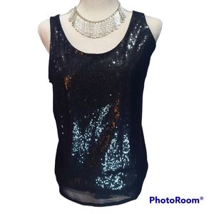 Express blue sequin tank